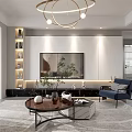 Modern Dining and Living Room Interior With Dining Table Chairs Pendant Lights and Plants