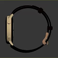 Elegant Modern Watch With Leather Strap Gold Case And Black Dial Timepiece