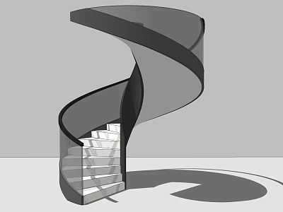 Modern Spiral Staircase With Sleek Black Handrail And White Steps Design 3d model