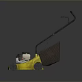 Yellow Gas Powered Lawn Mower With Black Handle And Wheels For Grass Cutting