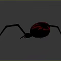 Black Spider With Red Flame Pattern On Abdomen And Long Legs Design