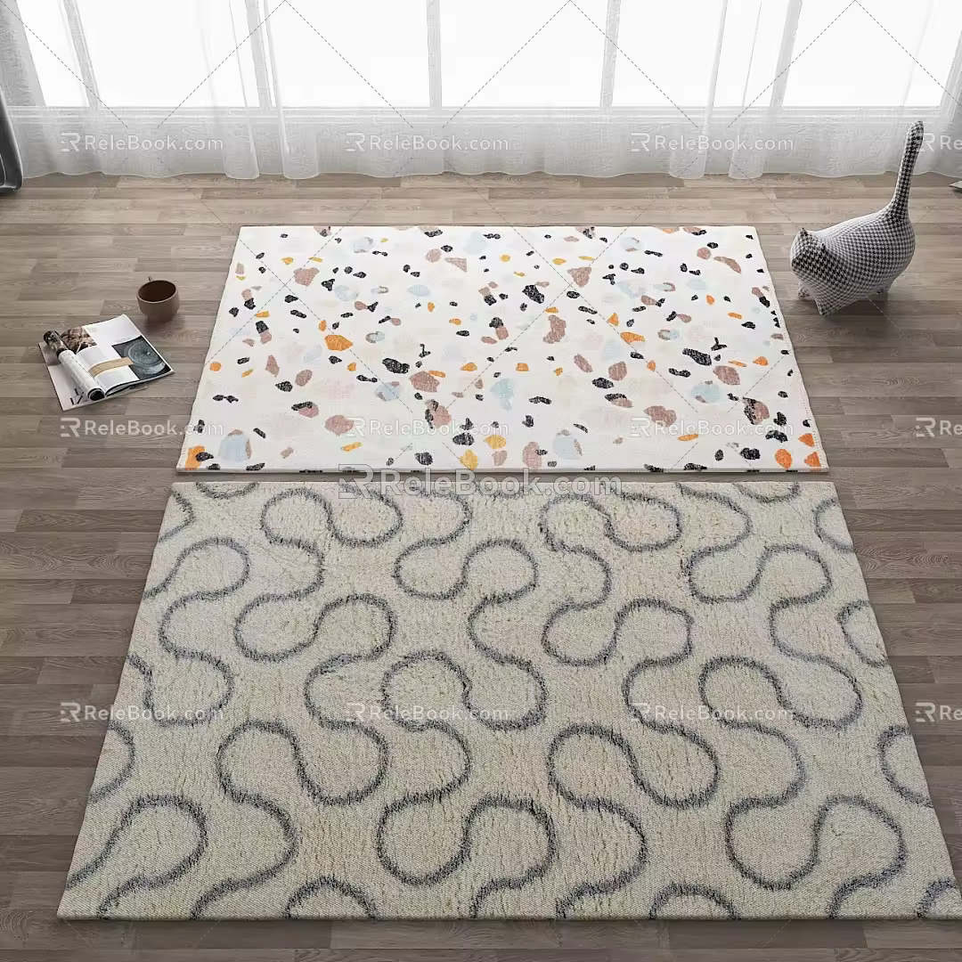 Modern Square Carpet Carpet Combo 3d model