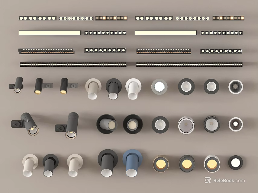 Modern Downlights And Spotlights With Various Styles Different Colors And Sleek Designs 3d model 