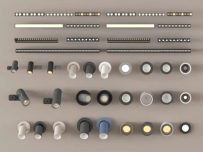 Modern Downlights And Spotlights With Various Styles Different Colors And Sleek Designs 3d model