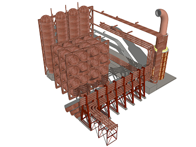 modern industrial equipment punk machinery pipeline plant structure model