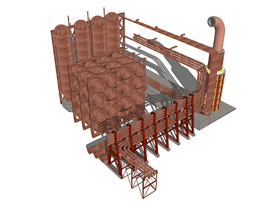 modern industrial equipment punk machinery pipeline plant structure 3d model