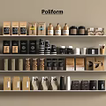 Stylish Modern Poliform Shelf Display Featuring Organized Assorted Packaged Food Items 3d model