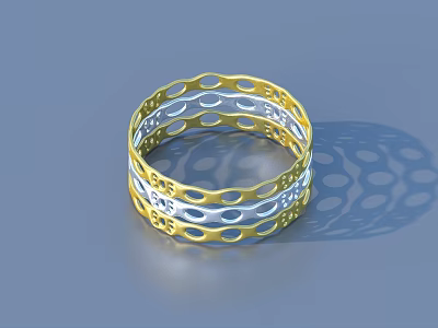 Gold And Silver Multi Layered Hollow Circle Decorative Table Ring For Home Dining 3d model