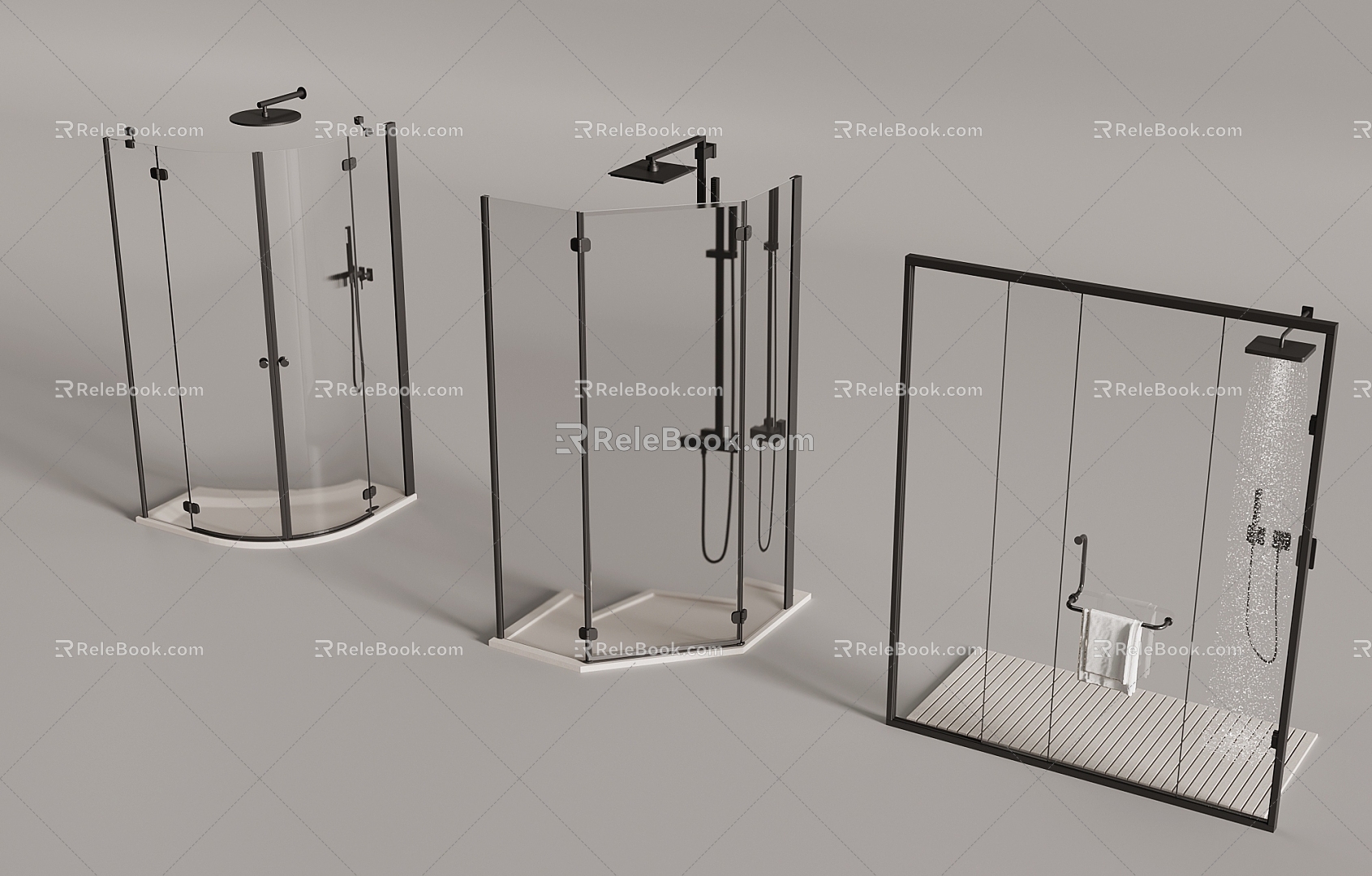 Rain Partition Shower 3d model