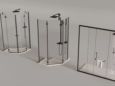 Modern Bathroom Shower Head Design With Glass Enclosure Handheld And Black Frame 3d model