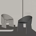 Light Gray And Black Contemporary Accent Chairs With Sleek Curved Backrest For Home Decor