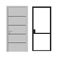 Modern Hinged Doors White Paneled Black Framed Frosted Glass With Gold And Black Handles