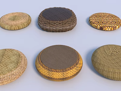 Round Woven Mats With Various Textures And Natural Materials For Decor 3d model