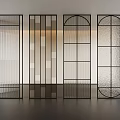 Modern Black Frame Glass Room Dividers With Different Geometric Patterns For Interior 3d model