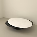 Modern Minimalist Coffee Table With White Marble Top And Black Base Design