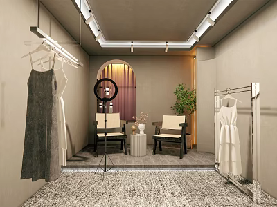 Modern Public Office Space Interior With Open Layout Desks Chairs And Green Plants 3d model