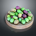 Colorful Mixed Olives Placed on Wooden Plate for Daily Household Use