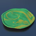 Decorative Green And Yellow Fabric Placemat With Swirl Pattern For Home Dining Table