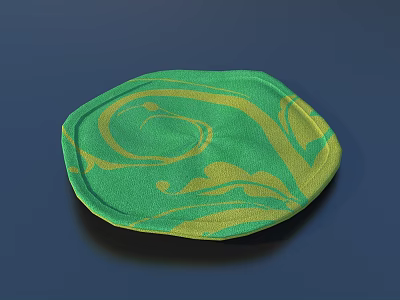 Decorative Green And Yellow Fabric Placemat With Swirl Pattern For Home Dining Table 3d model