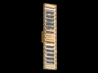 Elegant Golden Rectangular Wall Lamp With Crystal Strips And Modern Design 3d model
