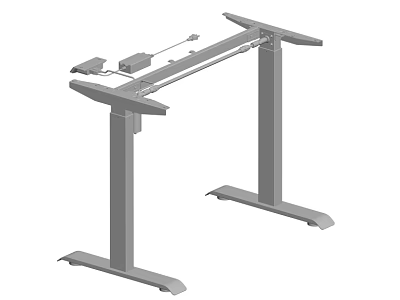 Gray Metal Height Adjustable Desk Frame With Dual Columns And Stable Base 3d model