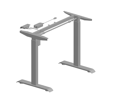 Gray Metal Height Adjustable Desk Frame With Dual Columns And Stable Base 3d model