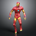 Iron Man Biological Character 3D Model With Detailed Red Gold Armor And Blue Energy Core