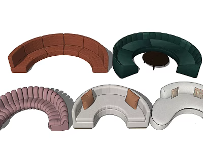Modern Sectional Sofas With Curved Design Various Colors And Comfortable Cushions 3d model