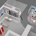 GREE Mall Counter Modern Display Area With Air Conditioners TV Screen Sofa And Green Plants