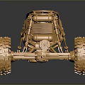 Golden Off Road Car Skeleton With Large Tires Shiny Reflective Surface And Detailed Structure