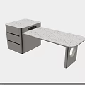 Modern Kitchen Island Design With Light Gray Speckled Countertop And Drawers 3d model