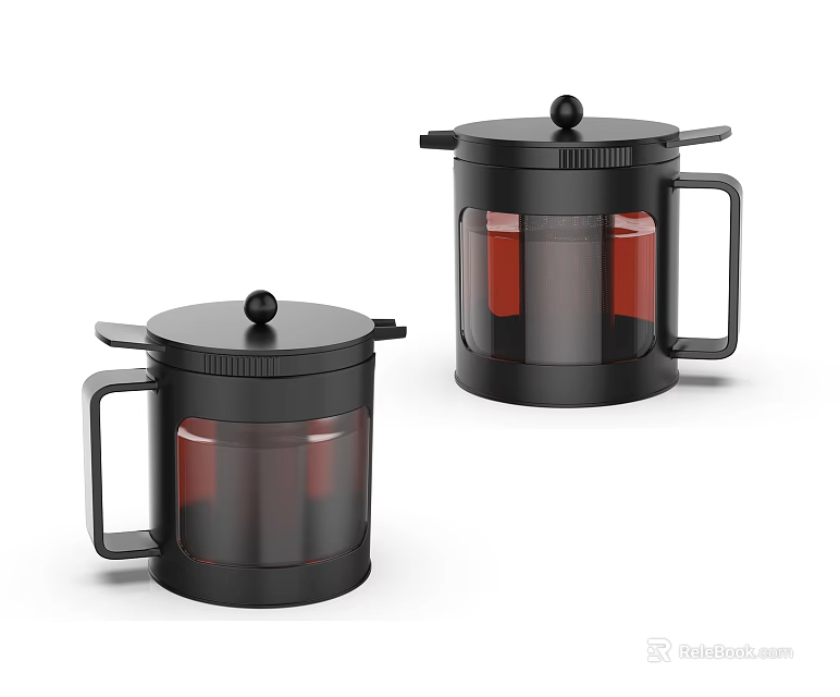 Black Glass French Press Coffee Makers For Daily Kitchen Appliance Use 3d model 
