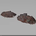 Rusted Metal Decorative Scene Components With Irregular Shape And Rock Texture