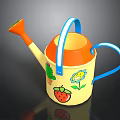 Yellow Watering Can With Orange Spout Lid Blue Handle And Strawberry Cactus Flower Designs