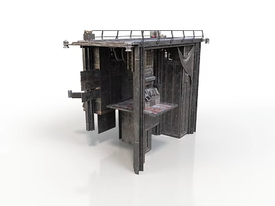 Industrial Metal Machinery Structure Featuring Open Frame And Platform Railing 3d model