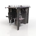 Industrial Metal Machinery Structure Featuring Open Frame And Platform Railing