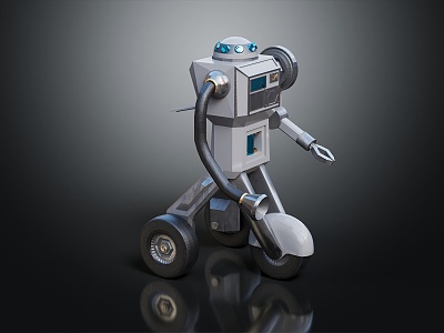 modern robot unicycle robot twin-wheeled robot 3d model