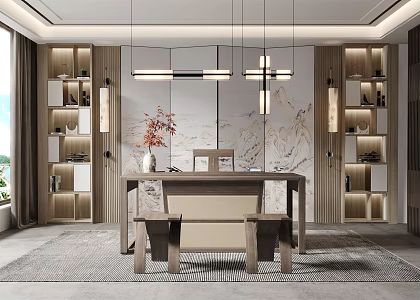 New Chinese Style Study 3d model
