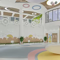 Warm Colorful Kindergarten Interior With Wall Decorations And Play Facilities 3d model