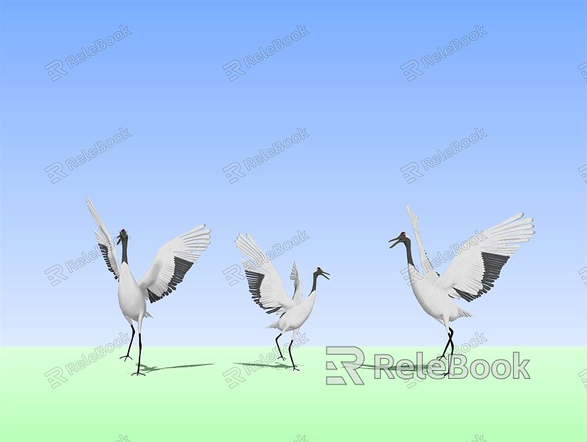 Modern red-crowned crane flying animals model