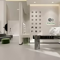 Minimalist Modern Interior With Pant Jun Logo Sofa Table And Grid Wall Design 3d model
