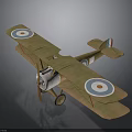 Vintage Brown Biplane Model With Target Markings And Tail Flag For Space History