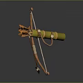Handmade Primitive Weapon Featuring Wooden Bow Arrows Yellow Quiver And Leather Rope