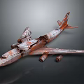 Rusted Abandoned Airplane Wreckage With Damaged Fuselage And Broken Wings