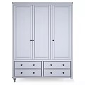 White Wardrobe Featuring Multiple Doors Drawers And Black Knobs Design 3d model