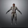 Male Character In Gray Coat With Leather Belt Gloves Layered Pants And Metallic Shoes