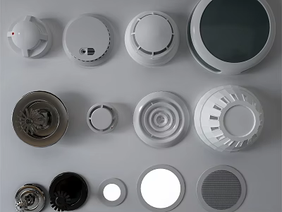 Different Types Of Fire Protection Devices With Smoke Detectors And Alarm Components 3d model