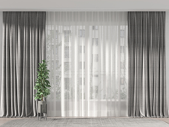 Modern Curtain Fabric Curtain 3d model