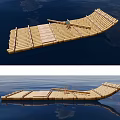 Modern Bamboo Raft Bamboo Row Bamboo Raft 3d model