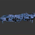 Advanced Futuristic Blue Sci Fi Spaceship Model Featuring Intricate Structural Details